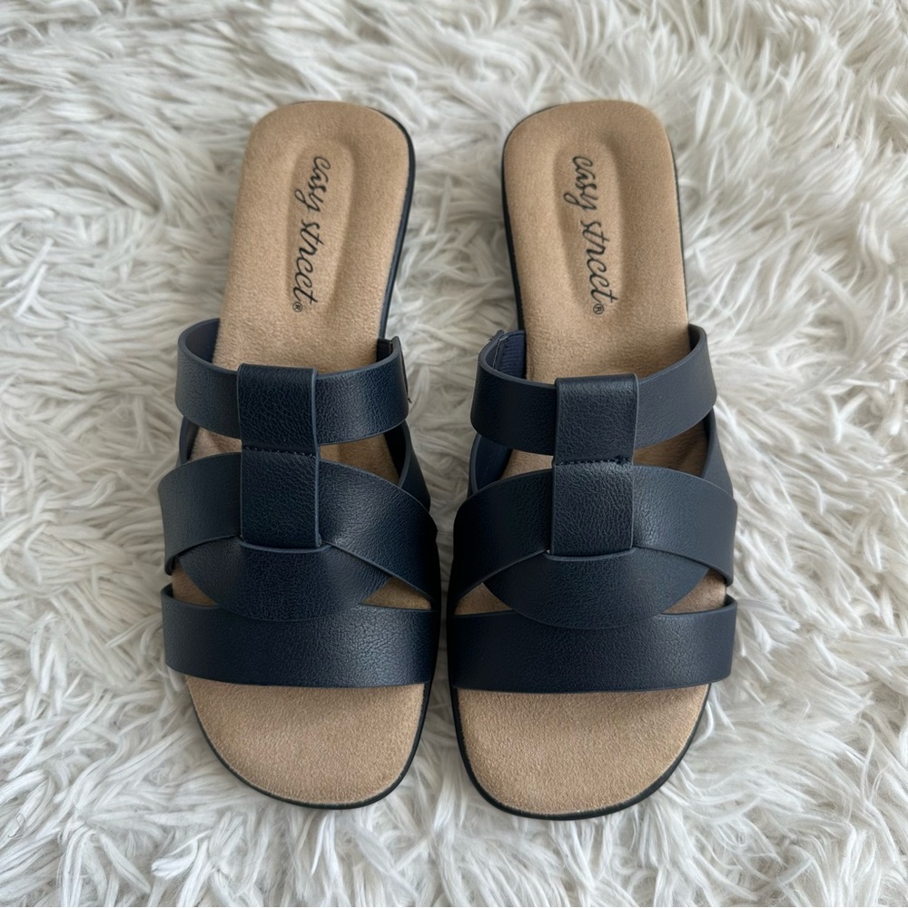 Easy Street Womens Lakeport Slide Sandals Navy New In Box Size 5.5